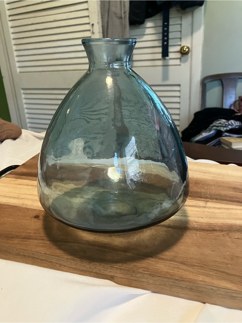 Askew Recycled Smokey Blue Glass Balloon Vase